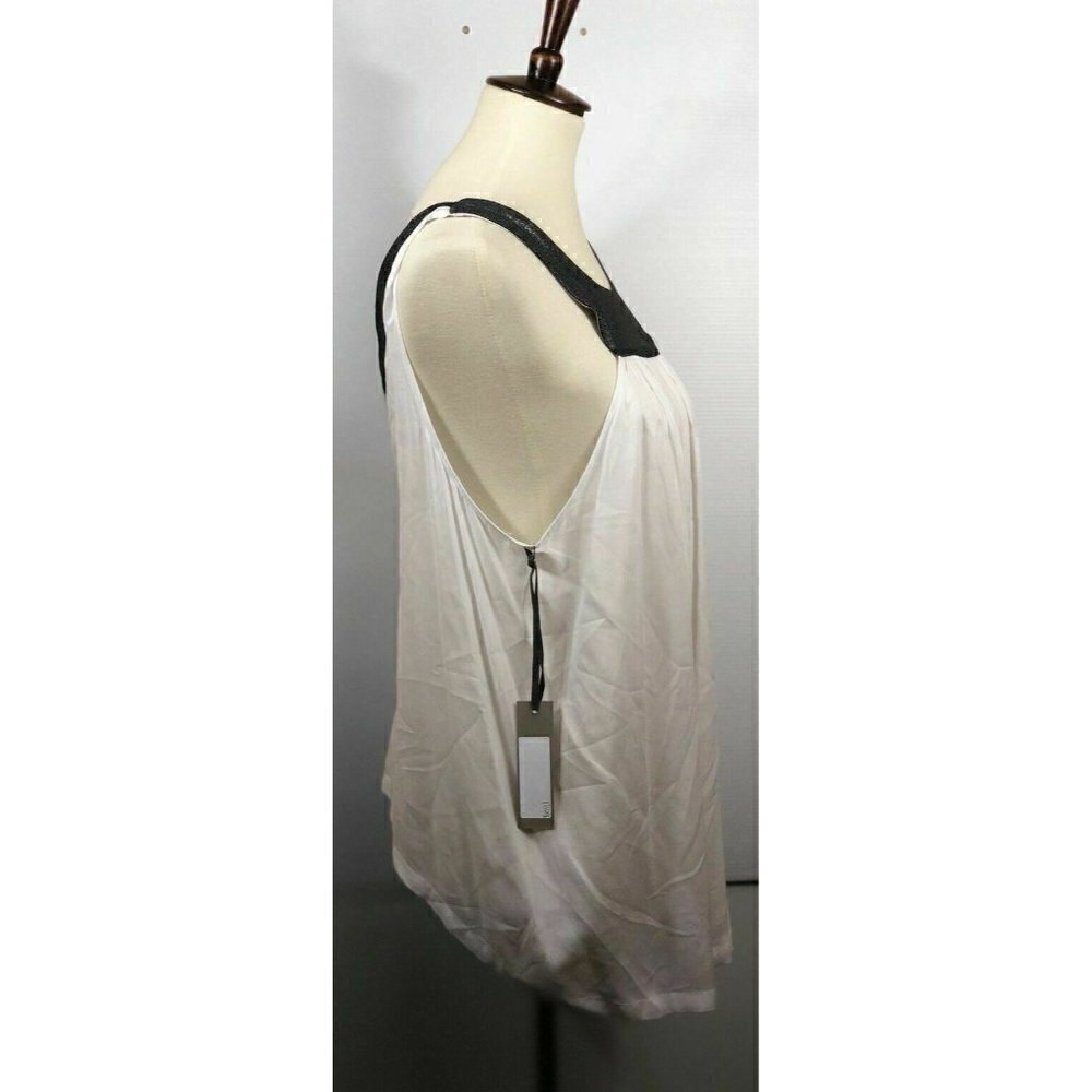 Current Affair  White Shimmer Hi Low Tank Top L - Picture 3 of 7